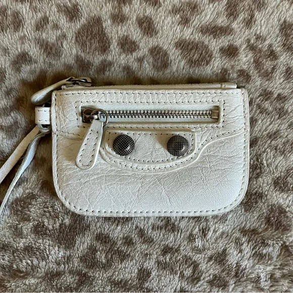 Balenciaga White Neo Cagole Leather Card Holder/Wallet - Picture 2 of 6